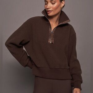 Varley Roselle Half-Zip Fleece Sweatshirt in Dark Truffle